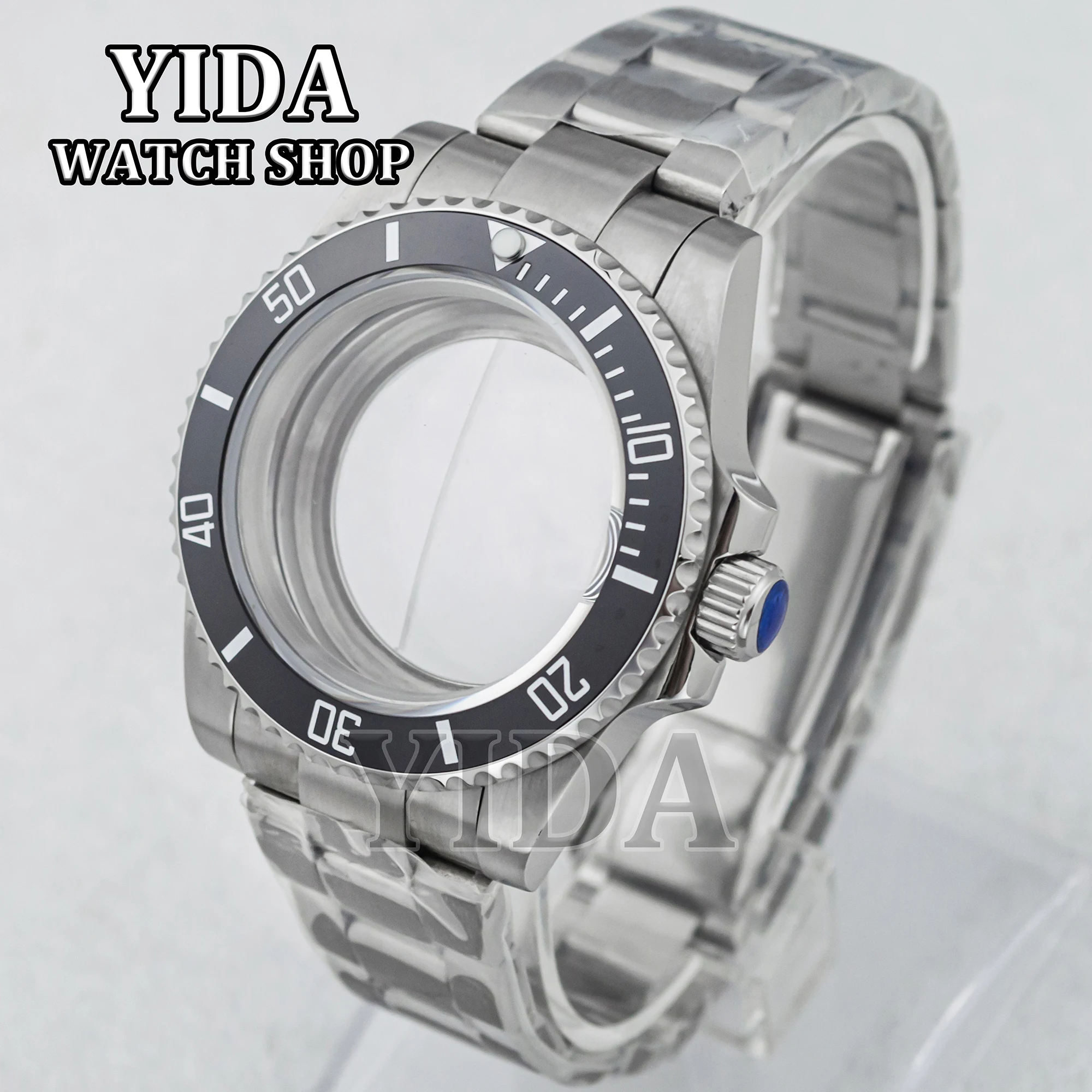 40MM NH35A Stainless Steel Wach Case Strap Ceramic Black Bezel 28.5MM Dial Sapphire Glass for SUB NH34 NH36 Movement Watch Parts