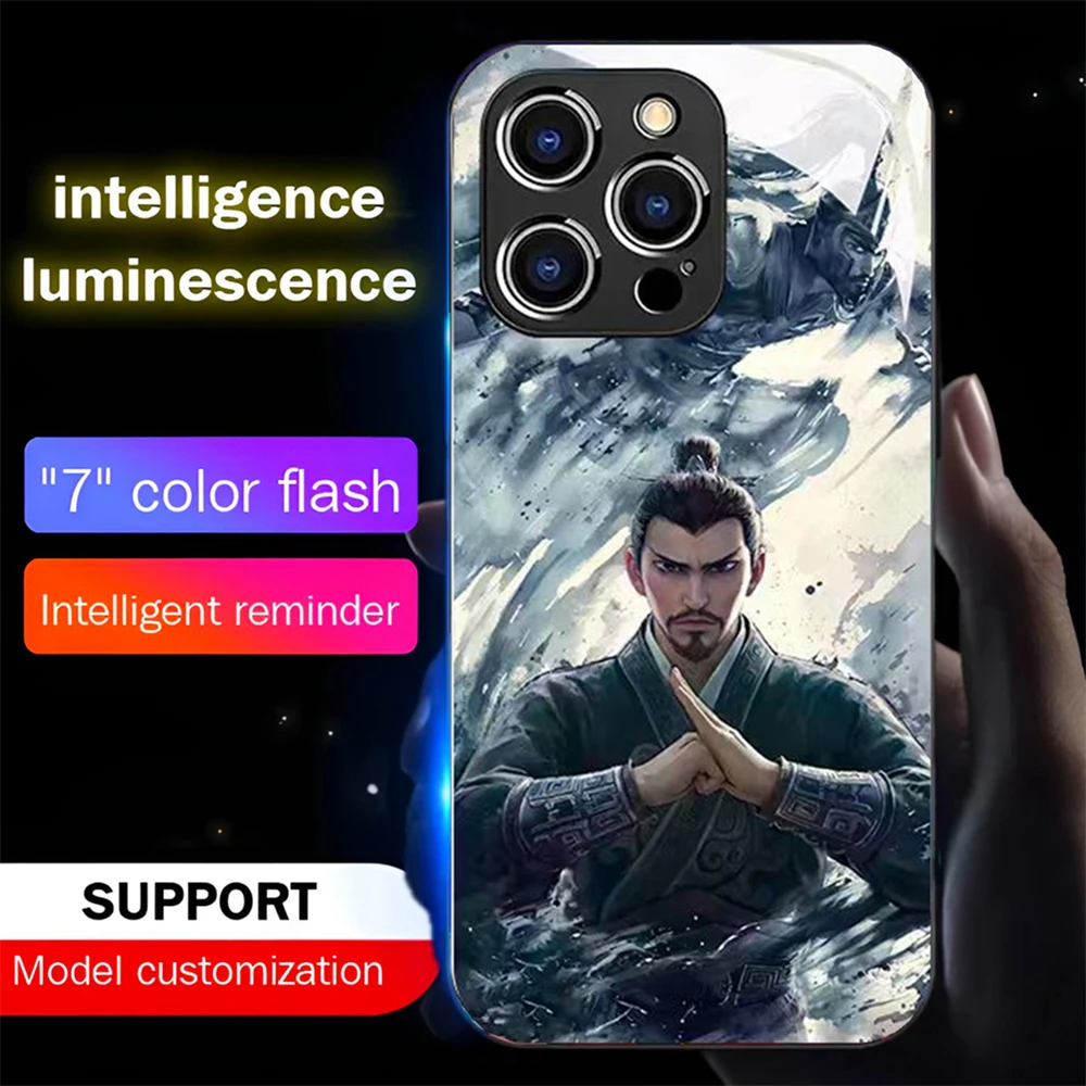 No.1 Mondo Del Fumetto NeZha HA CONDOTTO LA Luce Bagliore Luminoso Cassa Del Telefono In Vetro Temperato Per Samsung S25 S24 S23 S22 S21 S20 FE Più Ultra