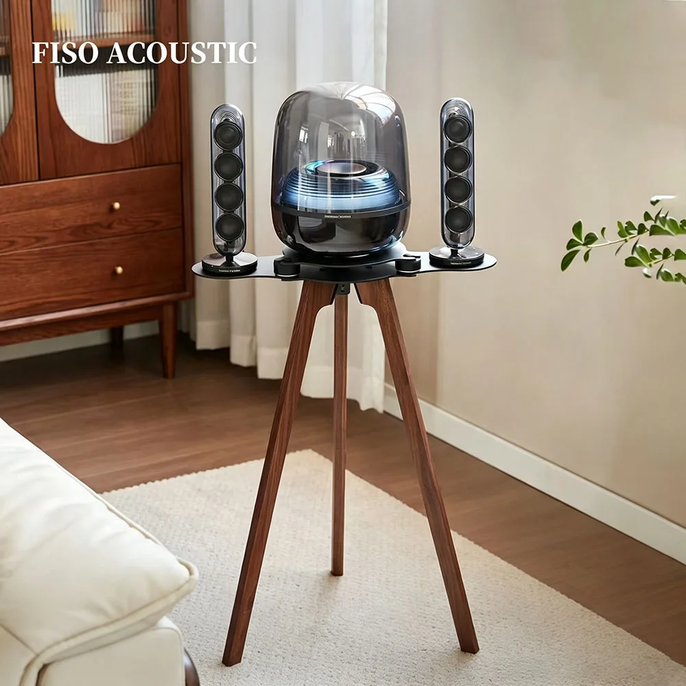 Solid Wood Floor Stand Compatible with Harman Kardon SoundSticks 4/5 Speaker Riser with Acoustic Damping Elegant Audio Base