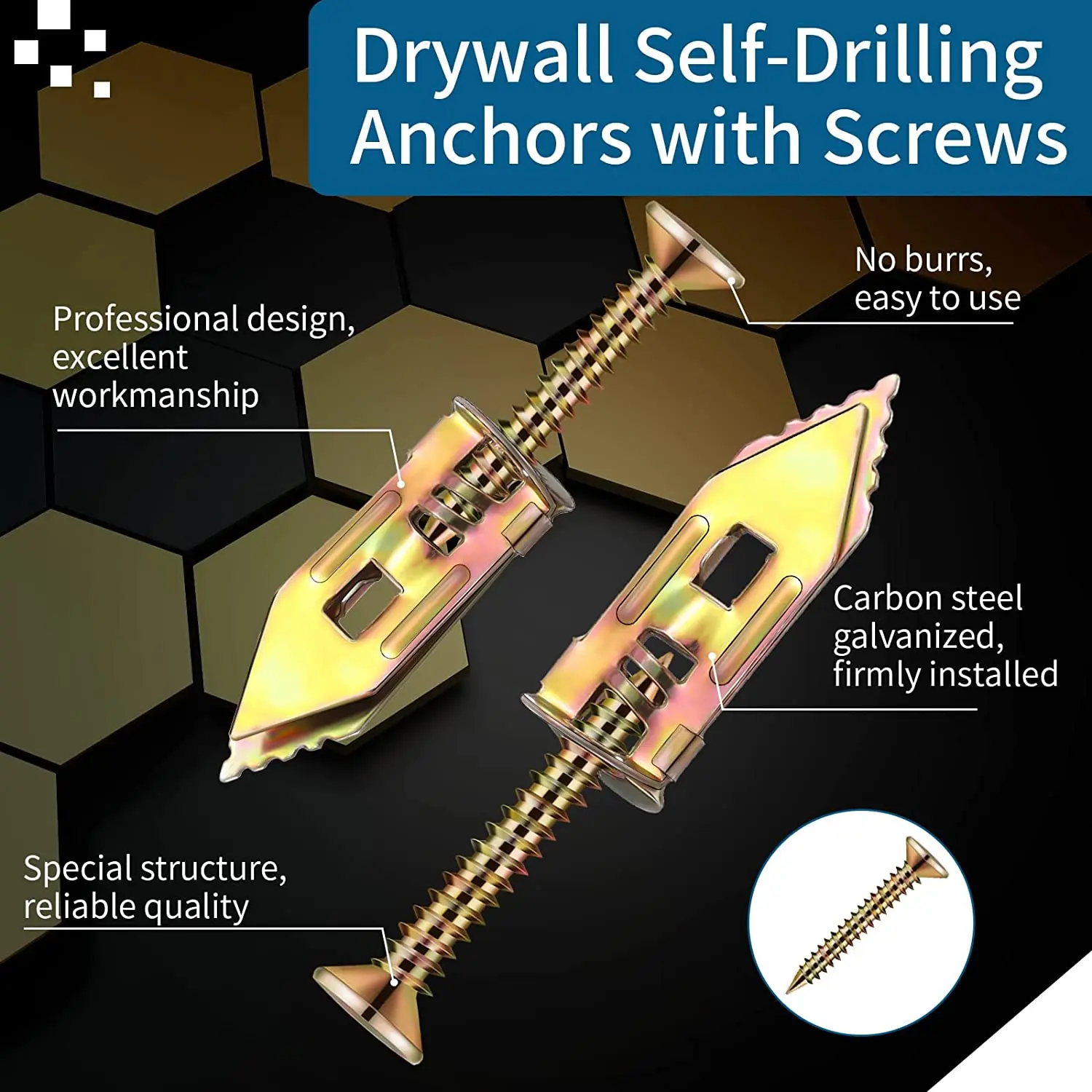 New 20Pcs Self Drilling Drywall Anchors with Screws Expansion Nails Self-Tapping Screw Kits Heavy Duty Metal Wall Anchors 2 Size