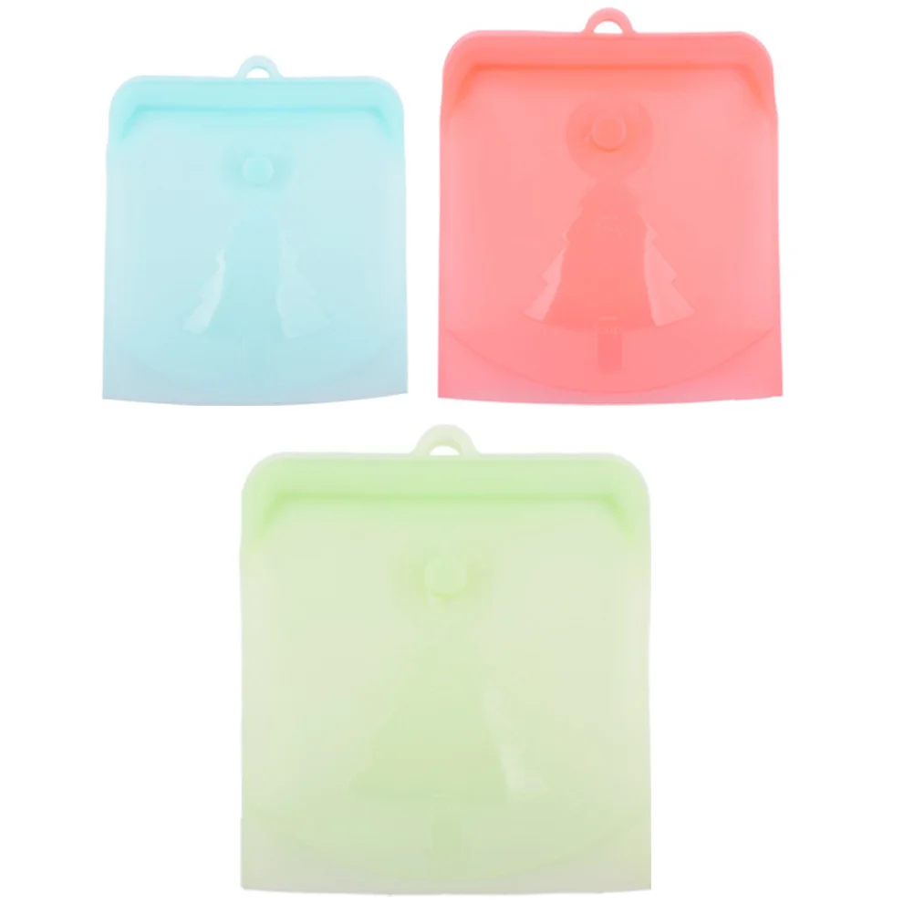 

3 Pcs Food Storage Bags Silicone Lunch Bags Reusable Lunch Snack Containers Kitchen Fridge Travel Preservation Tools