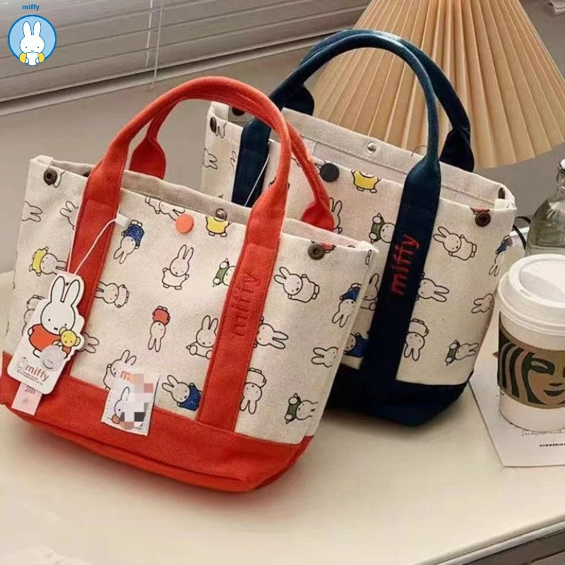 Kawaii Miffy Cute Embroidered Canvas Bag - New Female Baby Mother Handbag for Work Lunch Bag
