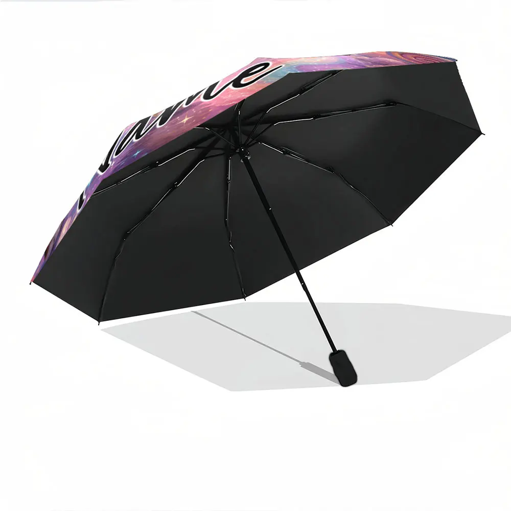 Custom Name Umbrella Sparkly Bernese Mountain Dog Puppy Pastel Sky 8 Iron Ribs Folding Umbrella Auto-Open Fashion Sunshade - view 4