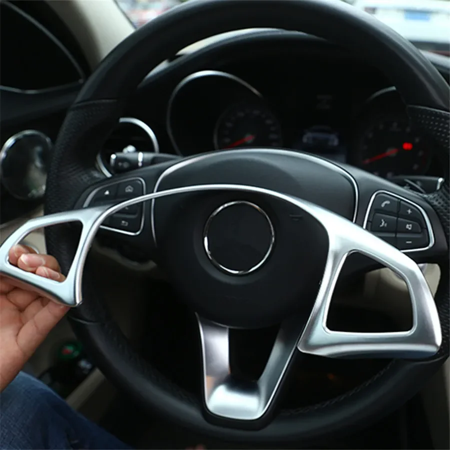 

New ABS Car Steering Wheel Decoration Frame Trim Sticker Car-styling For Mercedes Benz C GLC 2015-2017 E GLA 2016-2017