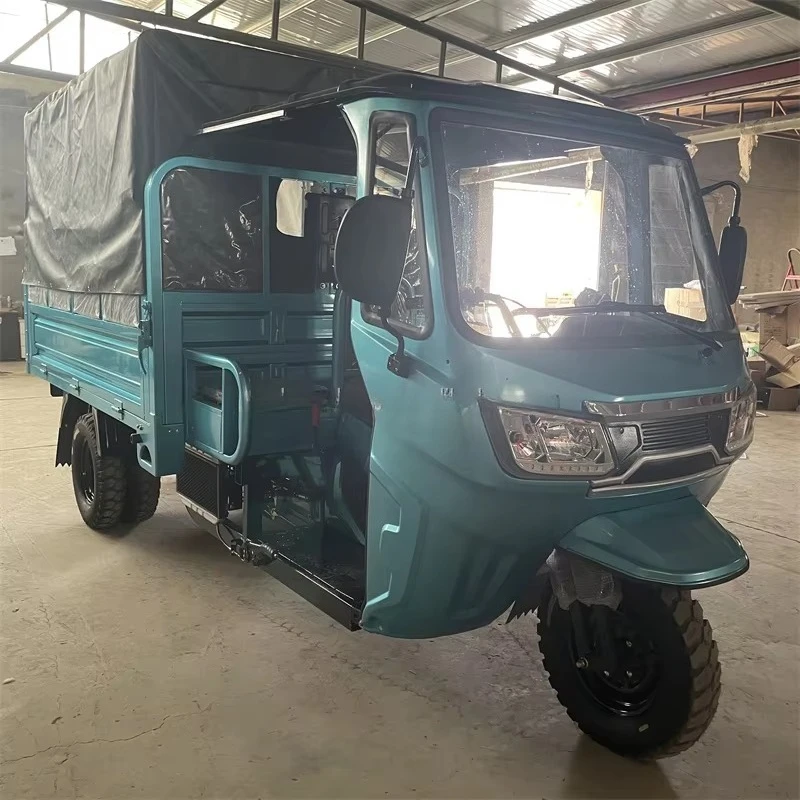 3-Wheel Motorized Tricycle Motorcycle  with Glass Windshield Canopy Open Body Type for Tricycle Passegner Transport