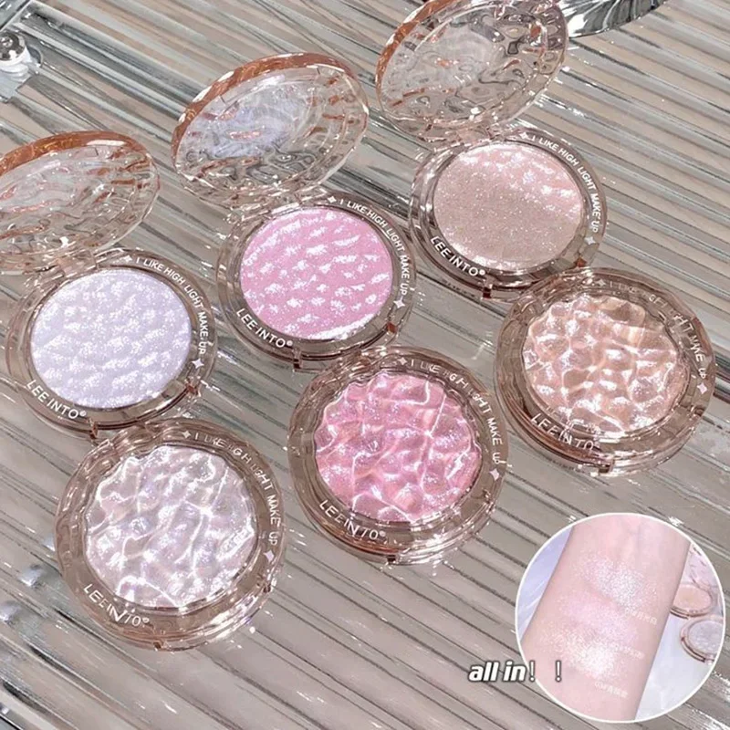 

Heallor Crystal Ripple Makeup Highlighter Palette Mashed Potato Texture Face Contour Bronzer Shimmer High Gloss Highlight Bright