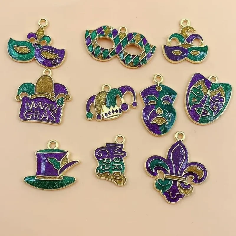 10Pcs Baroque Mask Alloy Charms, Italian Vintage Design, DIY Jewelry Supplies for Necklace & Ball Keychain