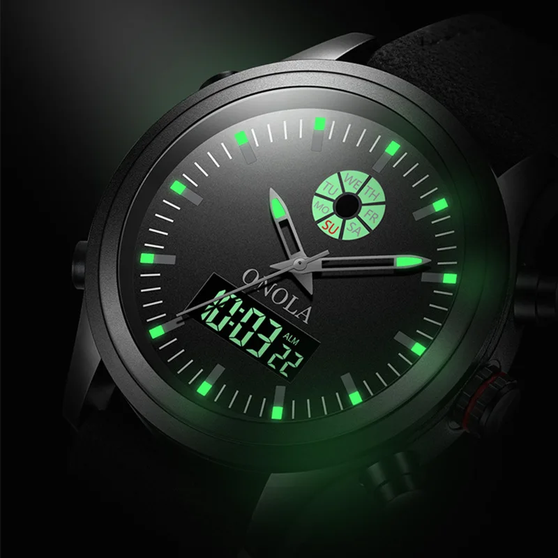 Fashion Sports Watch for Men Dual Display Digital Quartz Wristwatches Luminous Waterproof Male Clock with Box Relogio Masculino