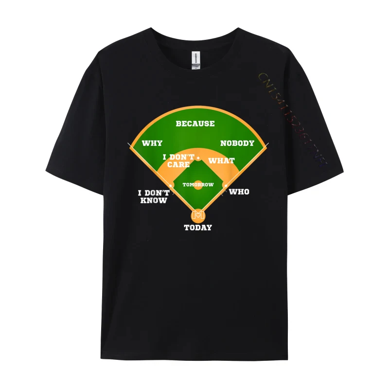 Who Is on First Baseball Diamond Fielding Card T Shirts Cool Fashion Unisex Tee Shirts Plus Size Tops