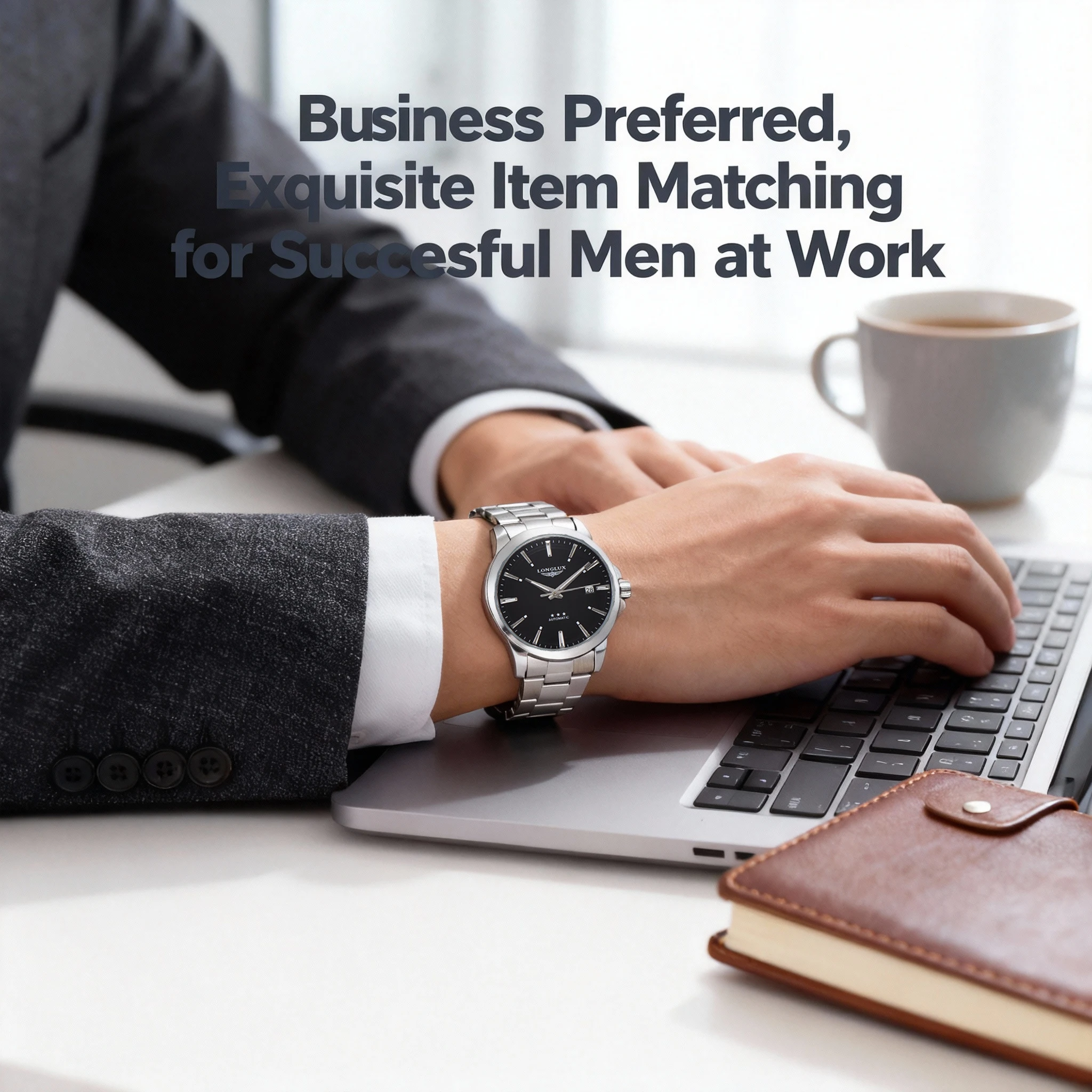 Herren Automatikuhr Business Datum Mechanische Uhren Wasserdicht Edelstahl Leuchtend Minimalistisch Geschenk für Sie – Detail 2