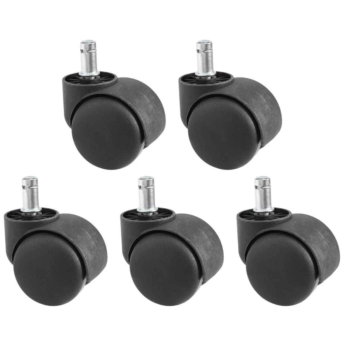 50mm Office Chair Roller Castor Wheels - Set of 5 - Black