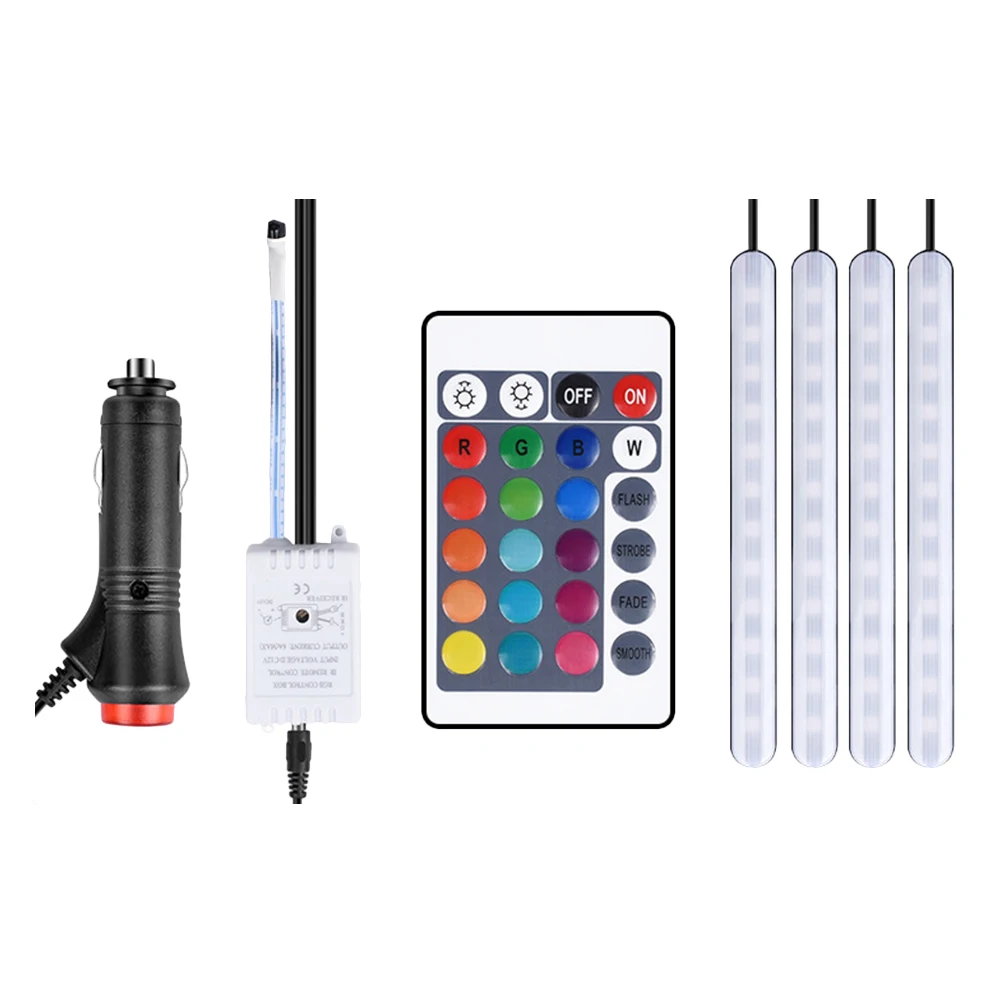 

Rgb 16M Color Changing Car Atmosphere Lamp Light Kit 180° Wide Angle Wireless Remote Control Led Decorative Light For