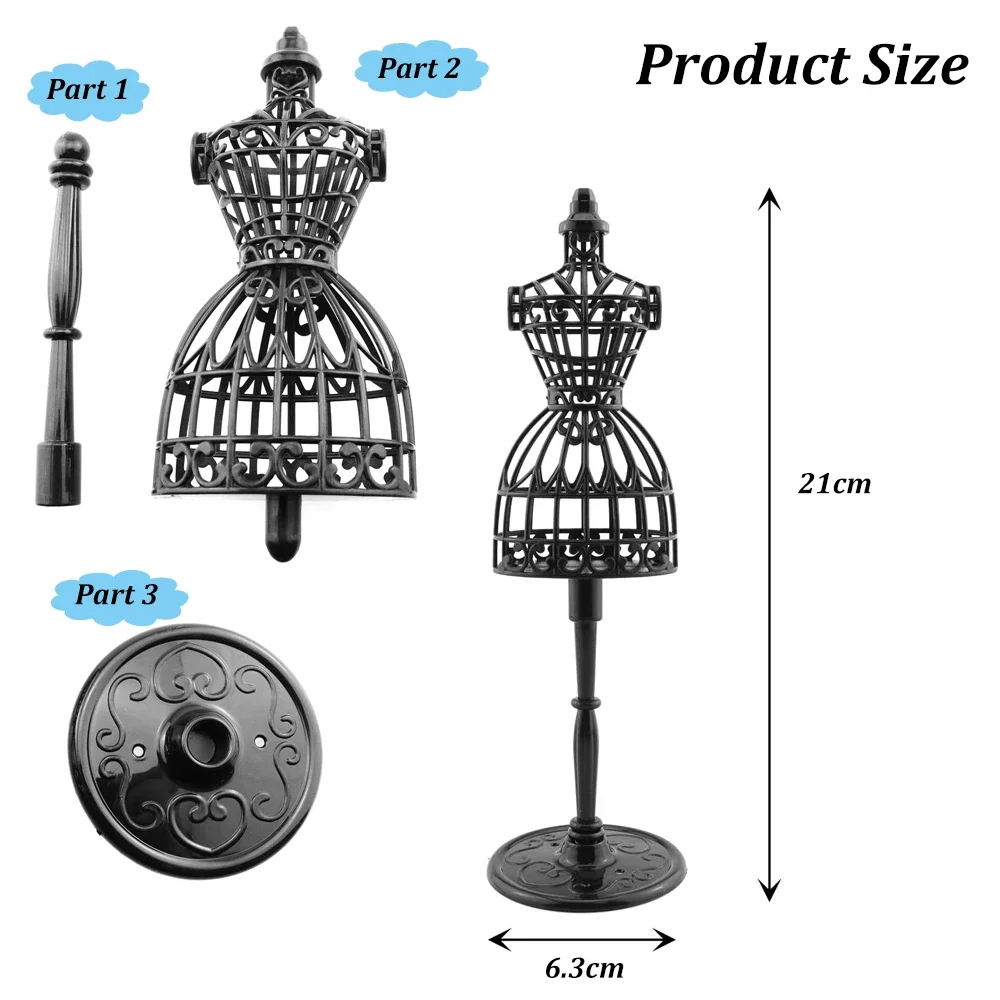 5PCS Doll Clothes Model Rack Mini Art Model Frame Clothes Mini Dress Form Gown Display Plastic Hollow Art Model Frame
