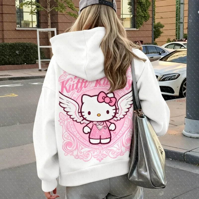 

2026 New Autumn and Winter Fashion Trend Street Hoodies for Couples Children's Pullover Hoodies Retro Y2k Hello Kitty Hoodies