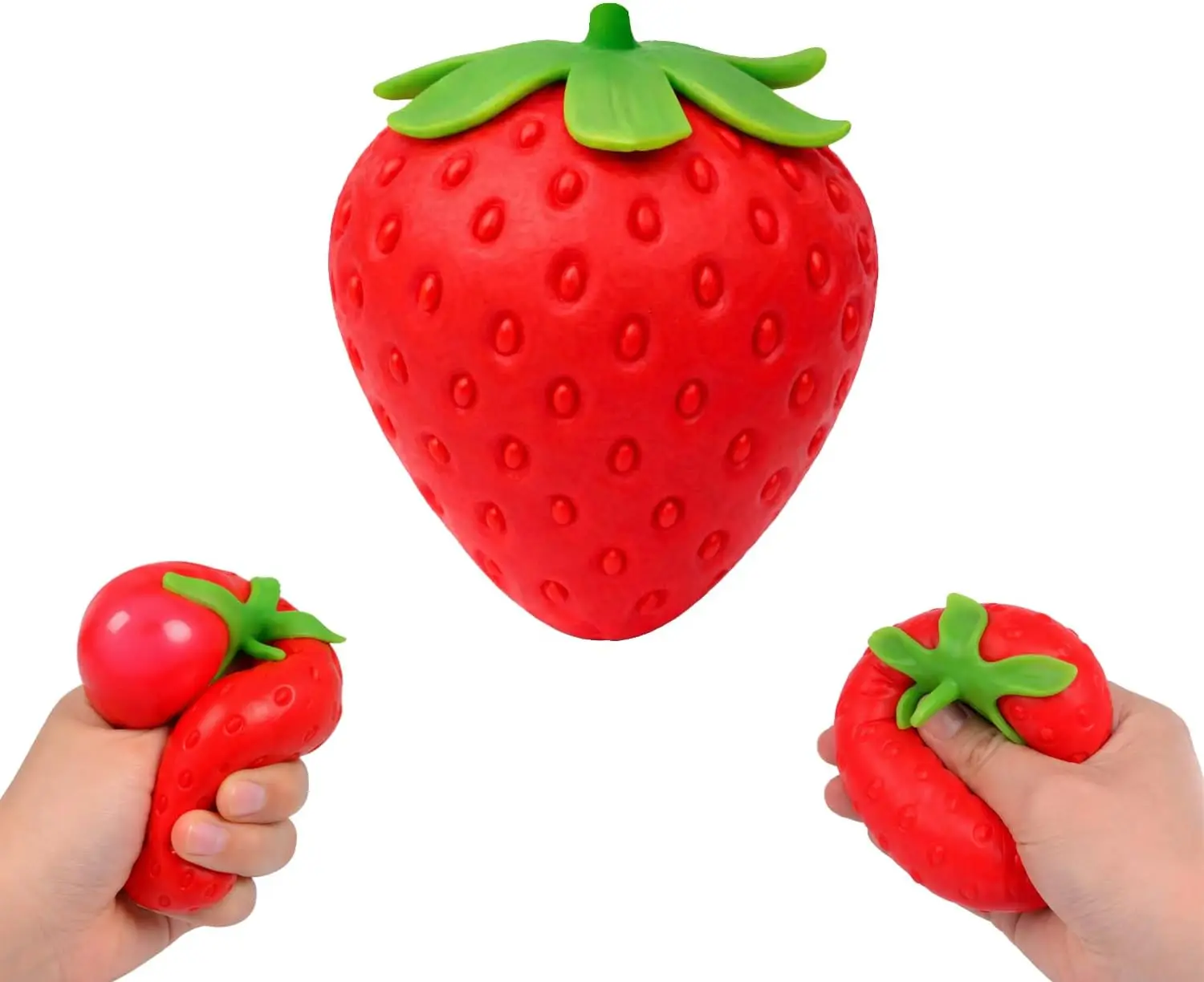 

Large Strawberry Squishy Toy, Realistic Fruit Squishy Toys, Soft Slow Rebound Squeeze Toy for Desk Fidget, Gifts, Parties, and Display