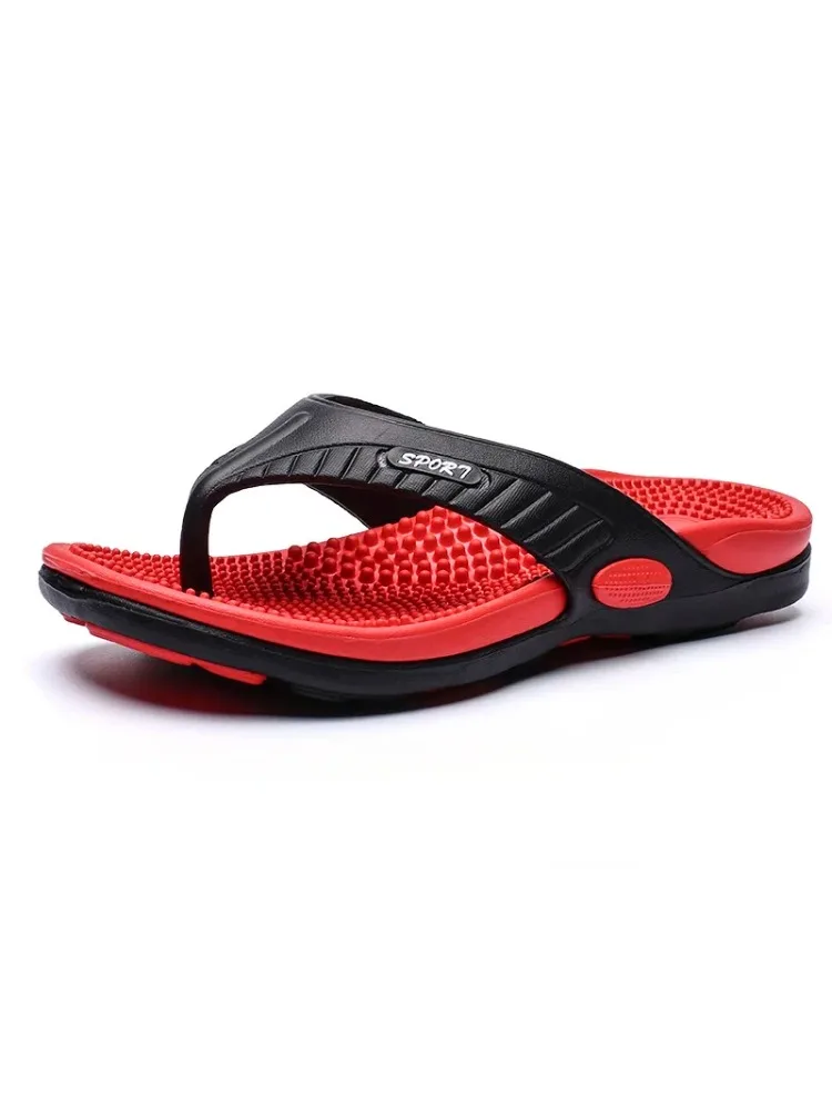 Massage-Flip-Flops für Herren, Sommer, atmungsaktive Strandschuhe, Sandalen, luxuriöse Flip-Flops, atmungsaktiv, Übergröße, Herren-Hausschuhe, Größe 46