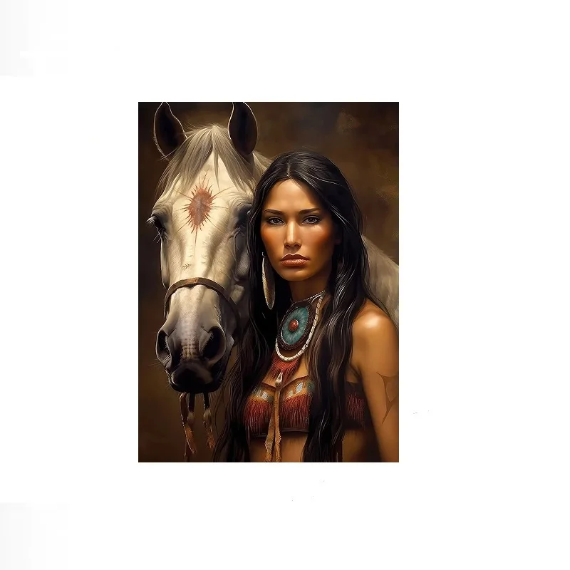 Muskogee Creek Native American Woman, Print Art Canvas Poster, For Living Room Decor