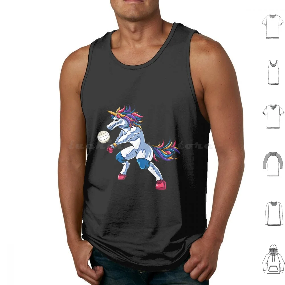 Unicorn Volleyball Mine Rally Beach Player Unicorns Rainbow Magic Fantasy Colorful Unicorny Magic Funny Cute Vest 6Xl Cotton