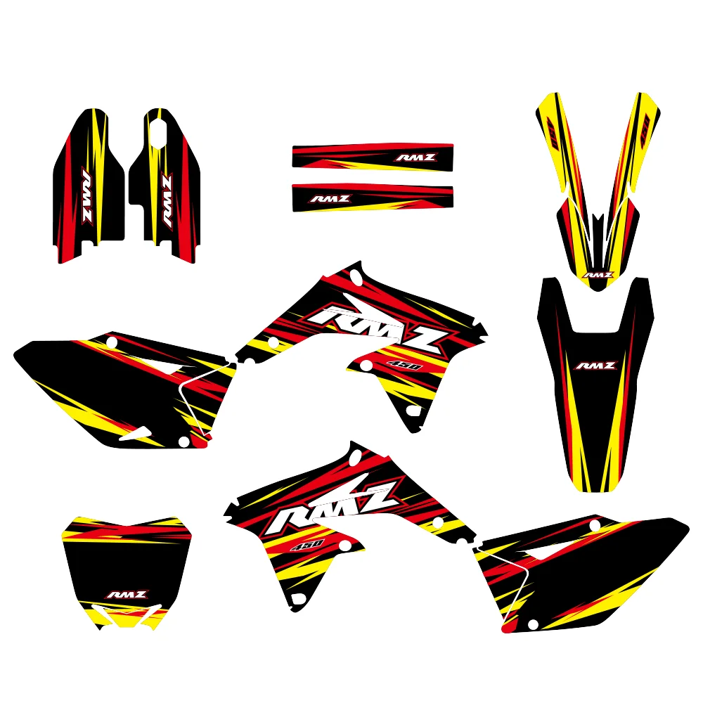 

Комплект наклеек для SUZUKI RMZ450 (2008–2014), графические наклейки на весь корпус, виниловая пленка для мотокросса, водонепроницаемая, устойчивая к УФ-излучению