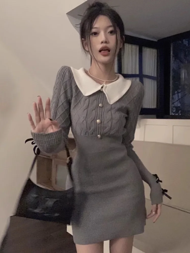 Suéter de punto con cuello de muñeca para mujer, estilo casual, con botones, suave, para invierno, tipo abrigo envolvente, talla M