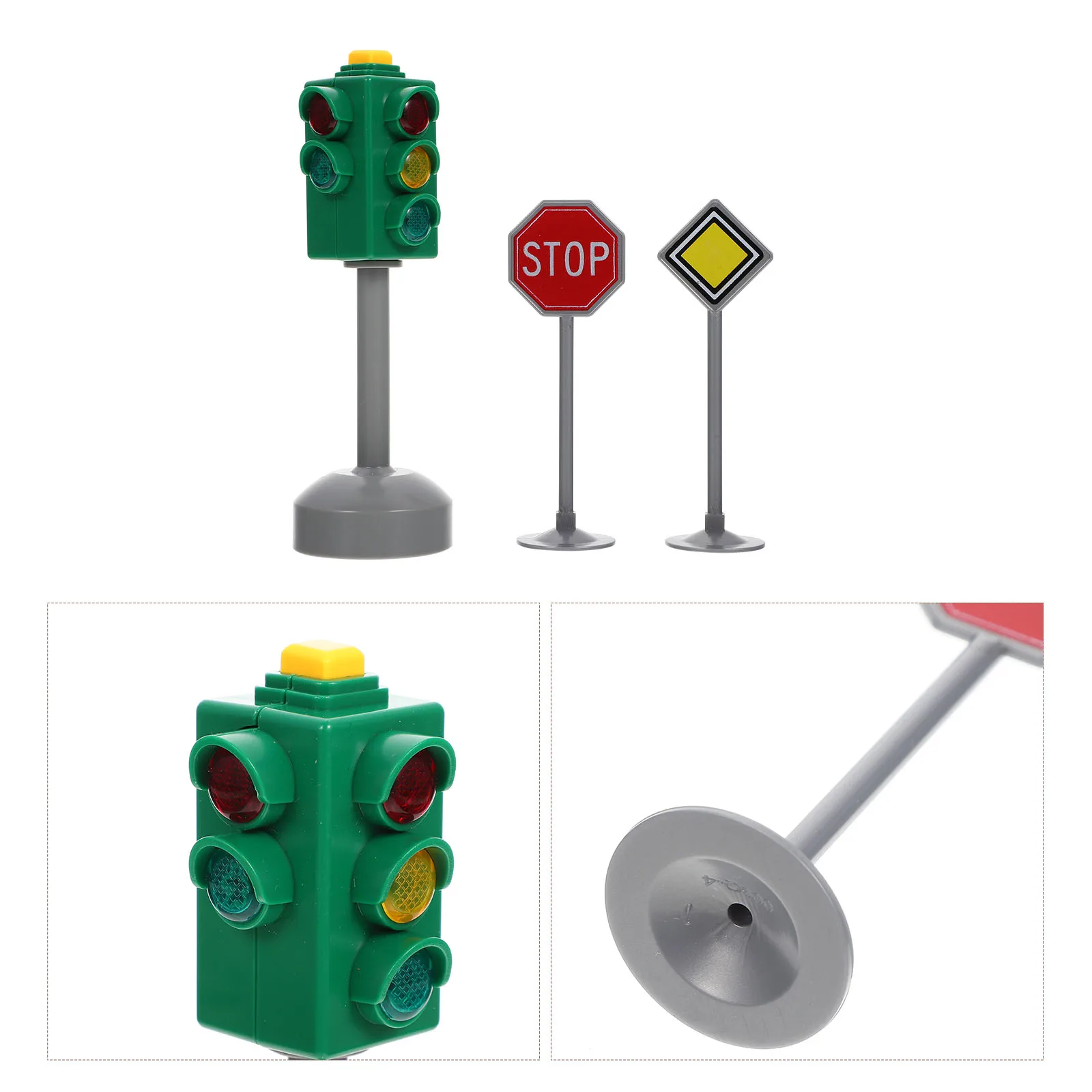

3pcs Traffic For Kids Traffic Light Kids Mini Road Signs Educational Playthings Signal Lamp Stop Sign Crosswalk