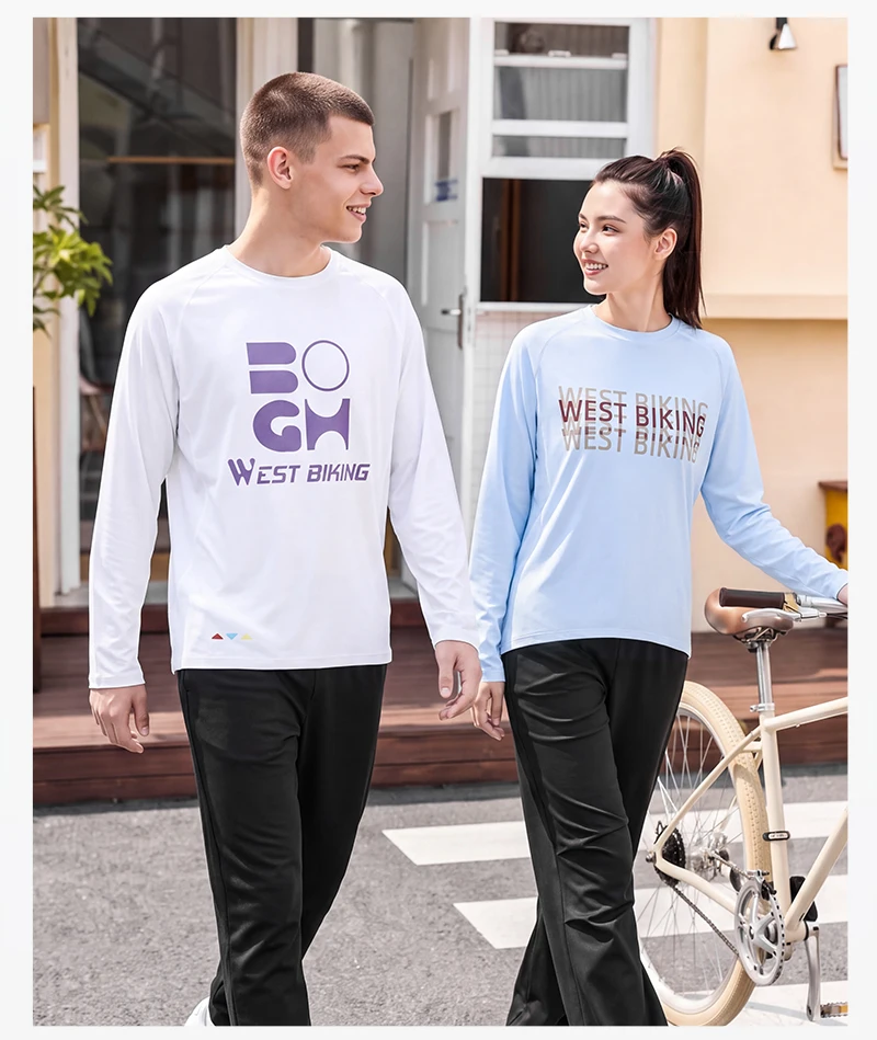 WEST BIKING Herren-Radtrikot mit langen Ärmeln, Frühling/Herbst, schnelltrocknend, Unisex-T-Shirt, lässiges Sportoberteil für Pendler, Laufen und andere Sportarten. – Detail 3