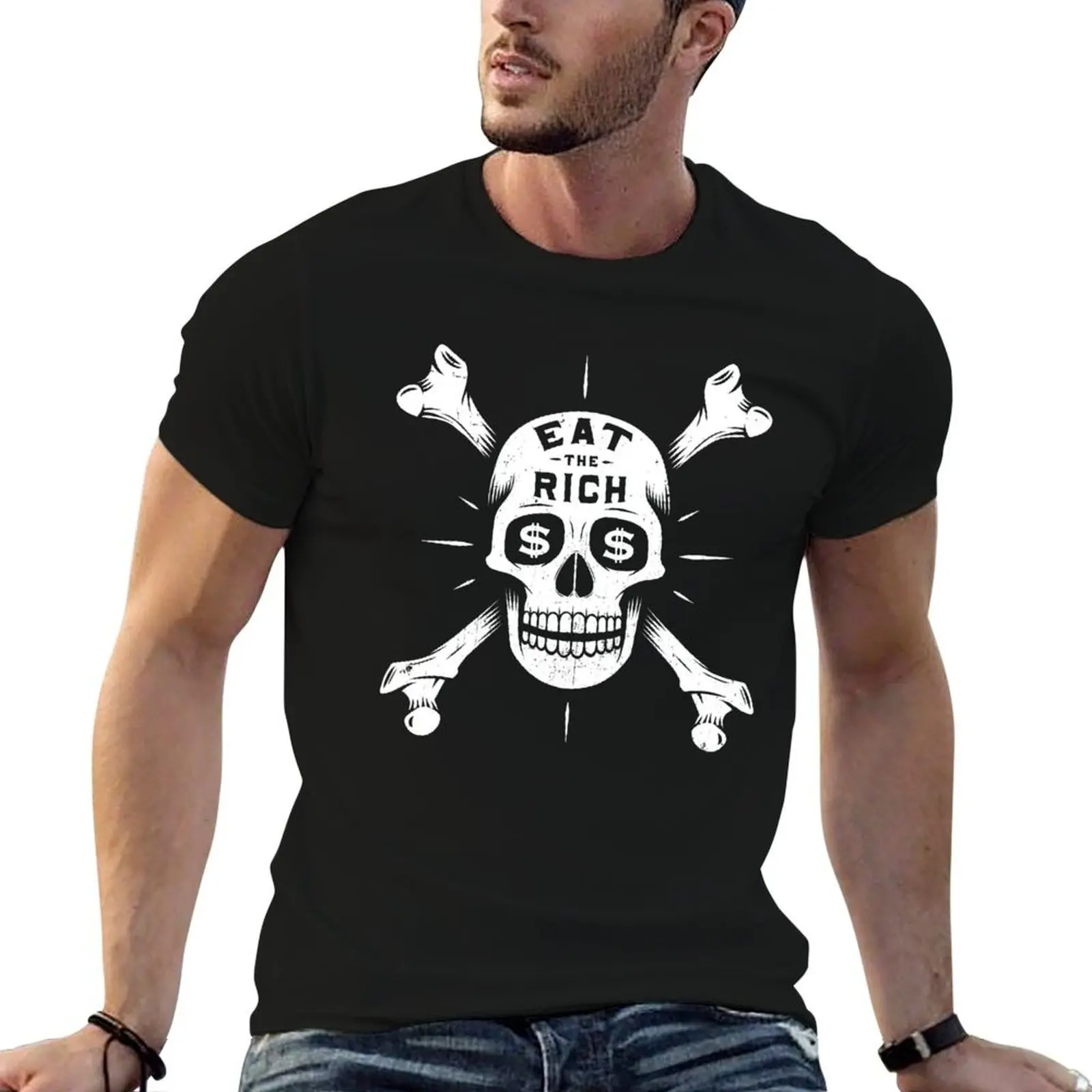 

Eat The Rich Skull and Crossbones T-Shirt men t shirt cotton 100% cotton t shirt pack T-Shirt