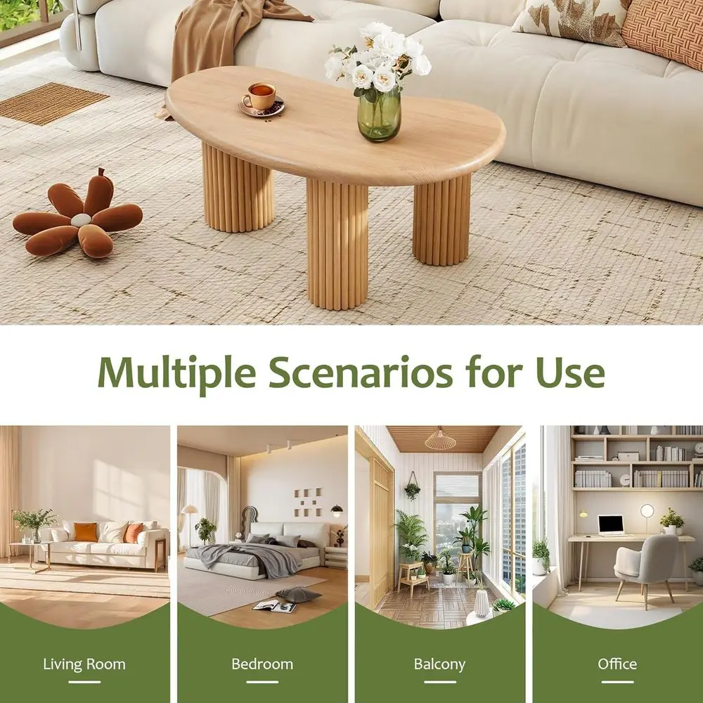 Mesa de Centro de Madera Rústica, Mesa de Salón de 39 Pulgadas, Mesa Auxiliar Compacta con Base Resistente para Espacios Pequeños (Natural)