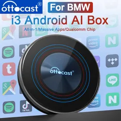 OTTOCAST OttoAiBox i3 Wireless CarPlay Snapdragon 6125 Android 13 AI Box for Netflix for BMW ID6 ID7 ID8 ID9 Car Accessories