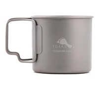 TOAKS Titanium 375ml Cup, Ultralight Outdoor Camping Mug Foldable Handle Tablewaret without Lid CUP-375