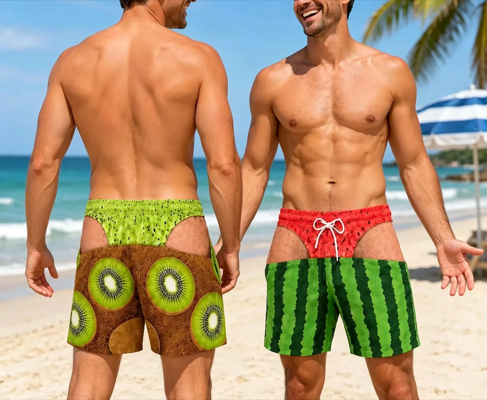 2026 New Summer Vacation Fun Beach Shorts - D Fruit Print Shorts with Unique and Quirky Design, Perfect for Travel and Vacation