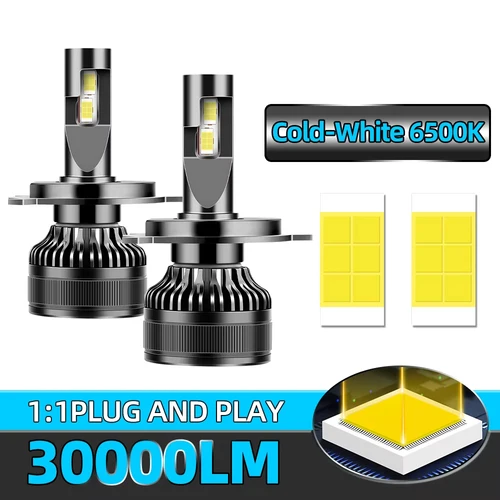 Imagen 1 del producto Radsun 2 uds luces de coche H7 H4 H1 9006 H11 9005 faros LED superbrillantes bombilla de luz antiniebla de haz alto y bajo blanco 6500K 12V