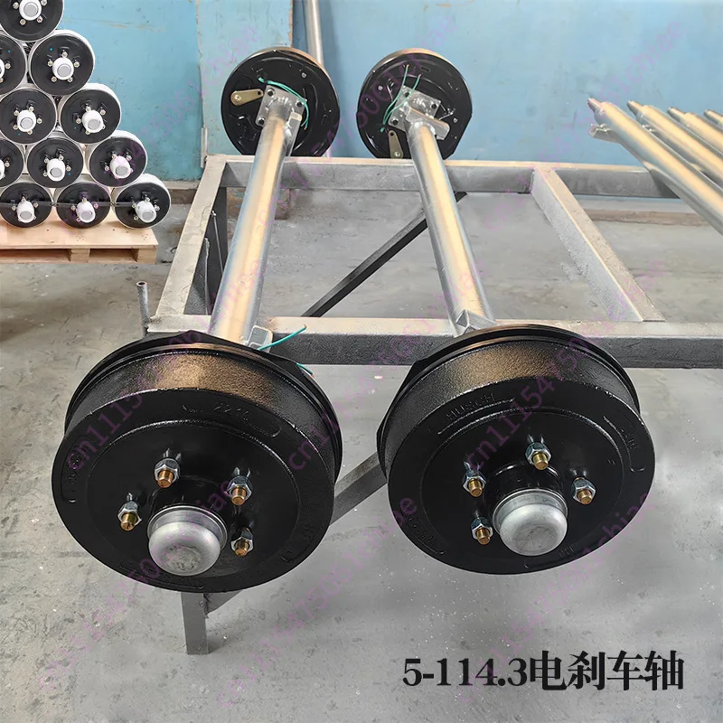 Trailer RV Axle with Brake, Yacht Trailer Axle Leaf Spring Matching Electric Brake Axle Assembly
