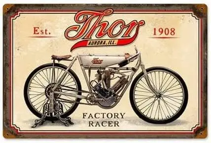 Metal Plate Tin Sign Antique Retro THOR Factory Racer Vintage Home Wall Decorative Dimension Size: