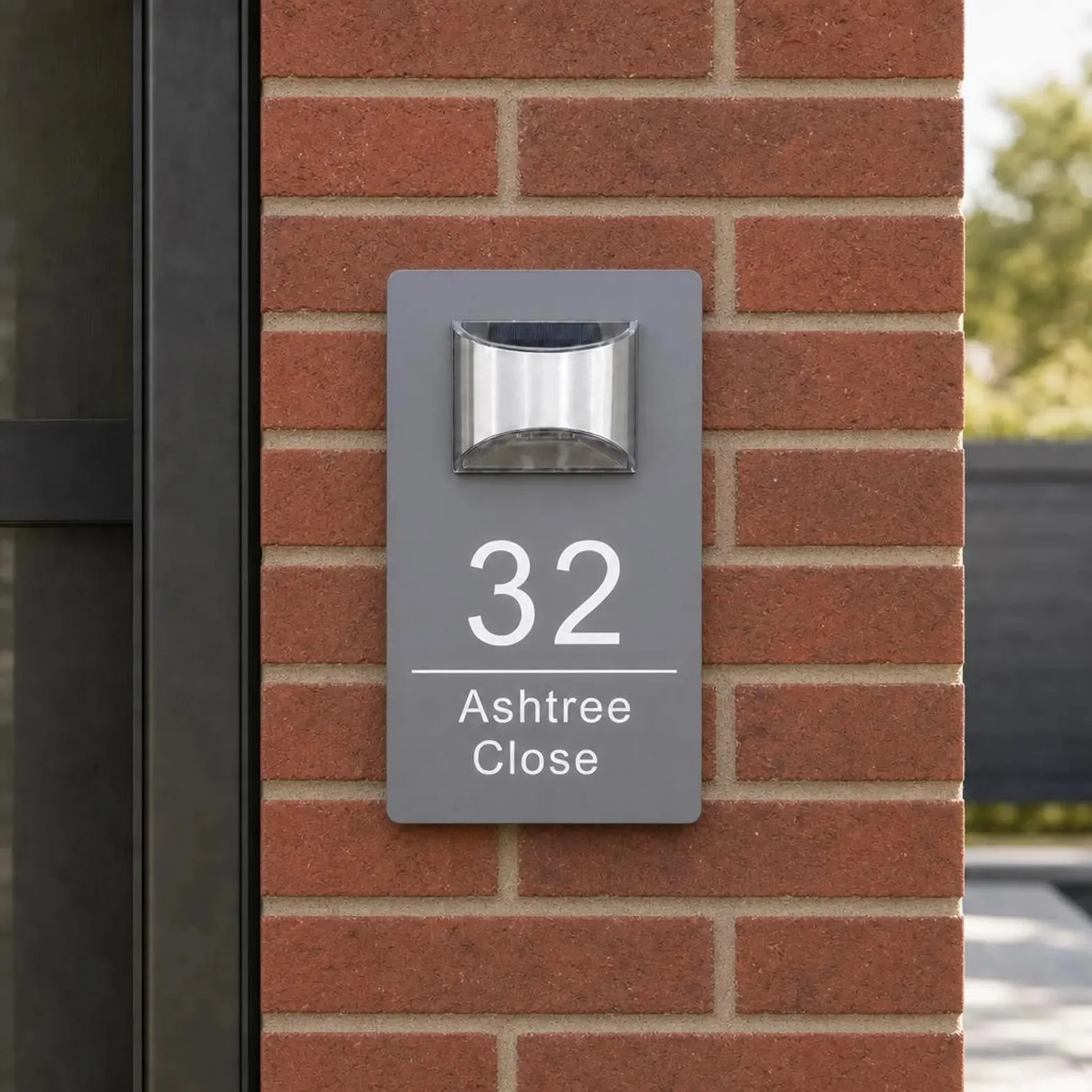 Custom Solar Illuminated House Number Sign Matte Black Acrylic Address Plaque Golden Retriever Dog Modern LED Outdoor Door Sign