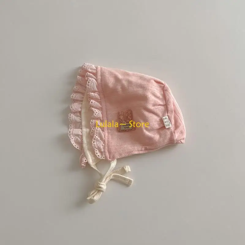 

Y4QA Graceful Lace Border Newborn Bonnet Soft & Stylish Hat Gift for Baby Showers