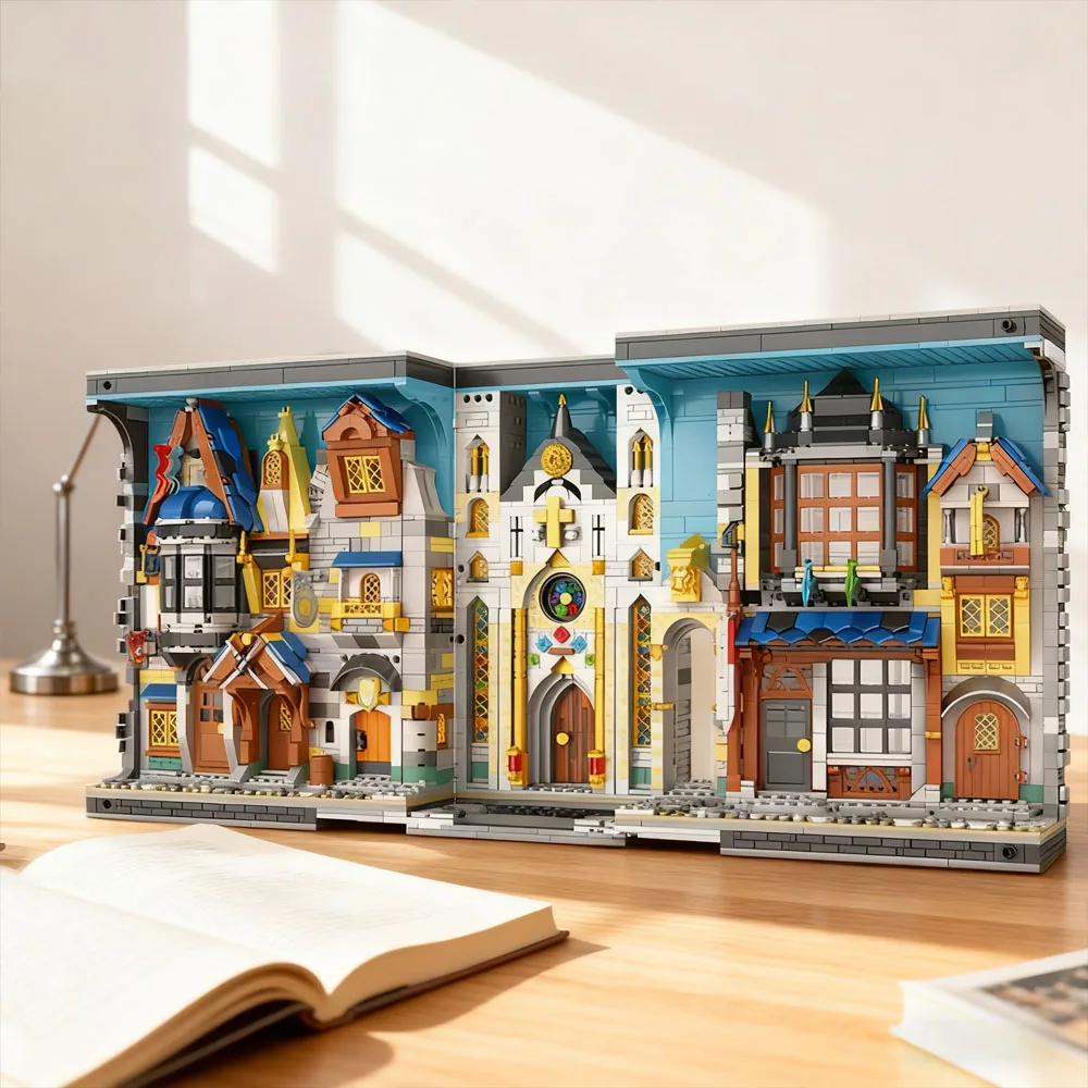 Creative Europe Book Of Market Stand Assembly Building Block Model Collectible Home Decoration Christmas Gift 3260pcs