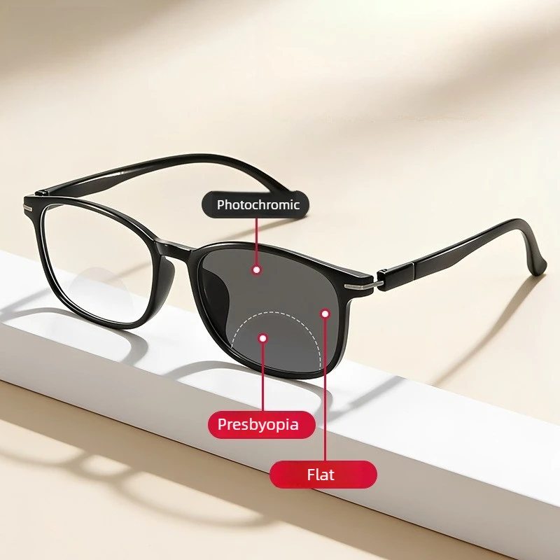 Photochromic Anti-Blue Light Reading Glasses Unisex Fashionable Ultra-Lightweight Bifocal Presbyopia Eyewear +1.0 To +4.0