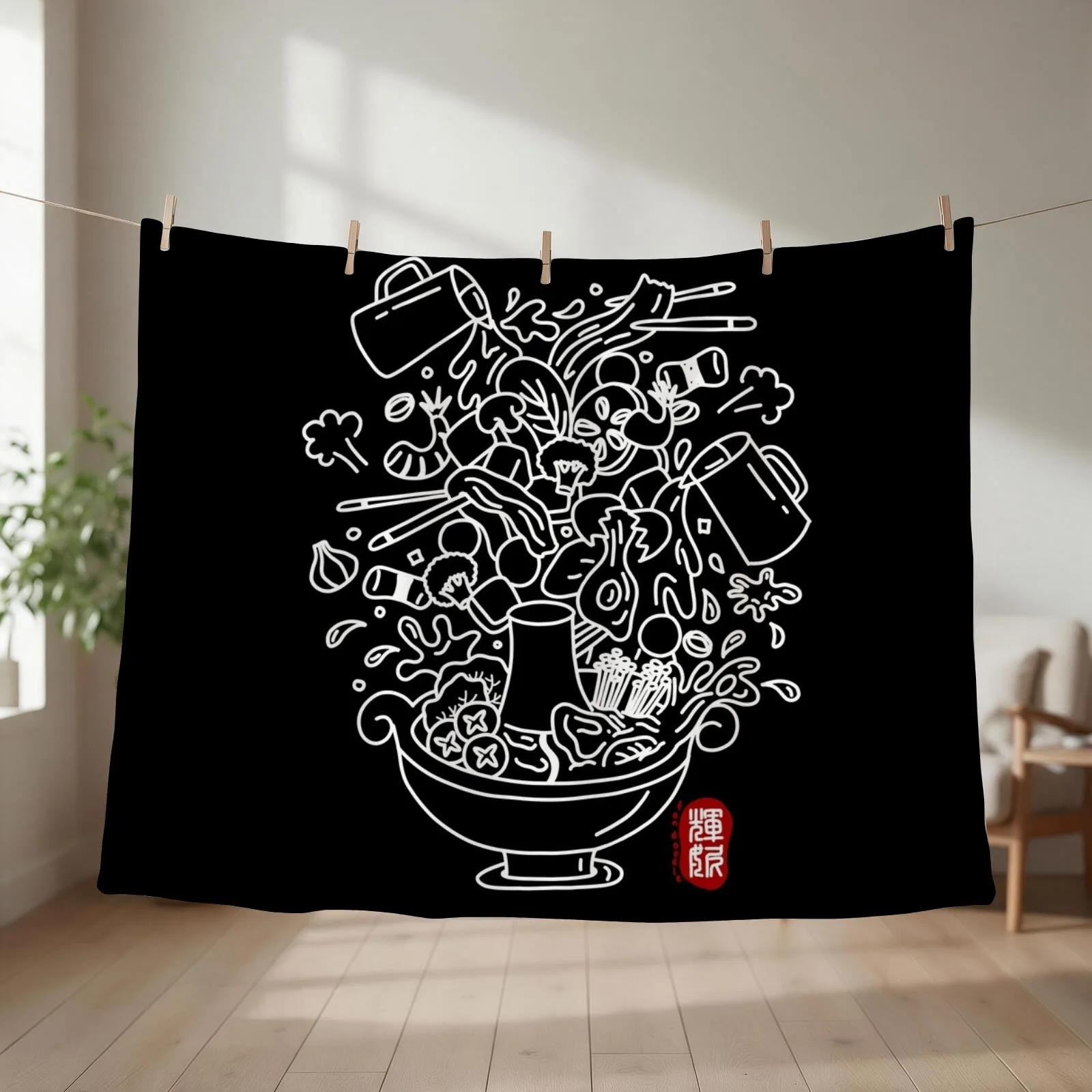 Hot Pot (white) Throw Blanket couch cozy soft plush fuzzy picnic outdoor blanket