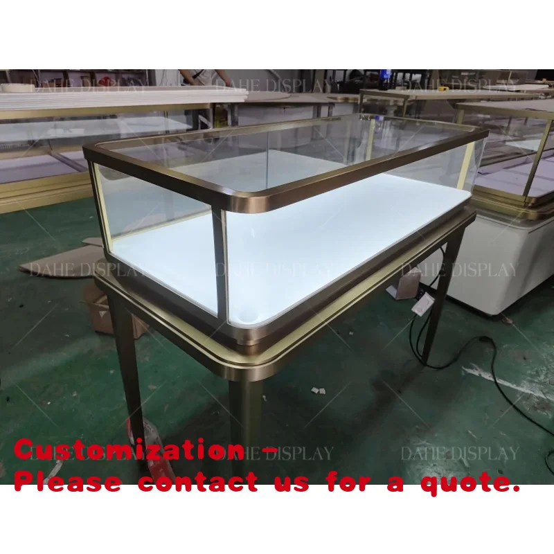 

Customize.Jewellery Store Glass Display Cabinets with Light Stainless Steel Jewelry Showcase Counter Luxury Jewelry Shop Display