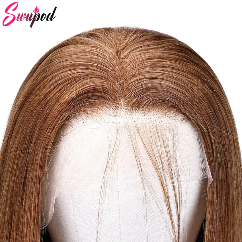 Swupod 13x4 13x6 HD Lace Front Wig for Women Silky Straight Remy Human Hair Dark Chocolate Brown Glueless Pre Plucked