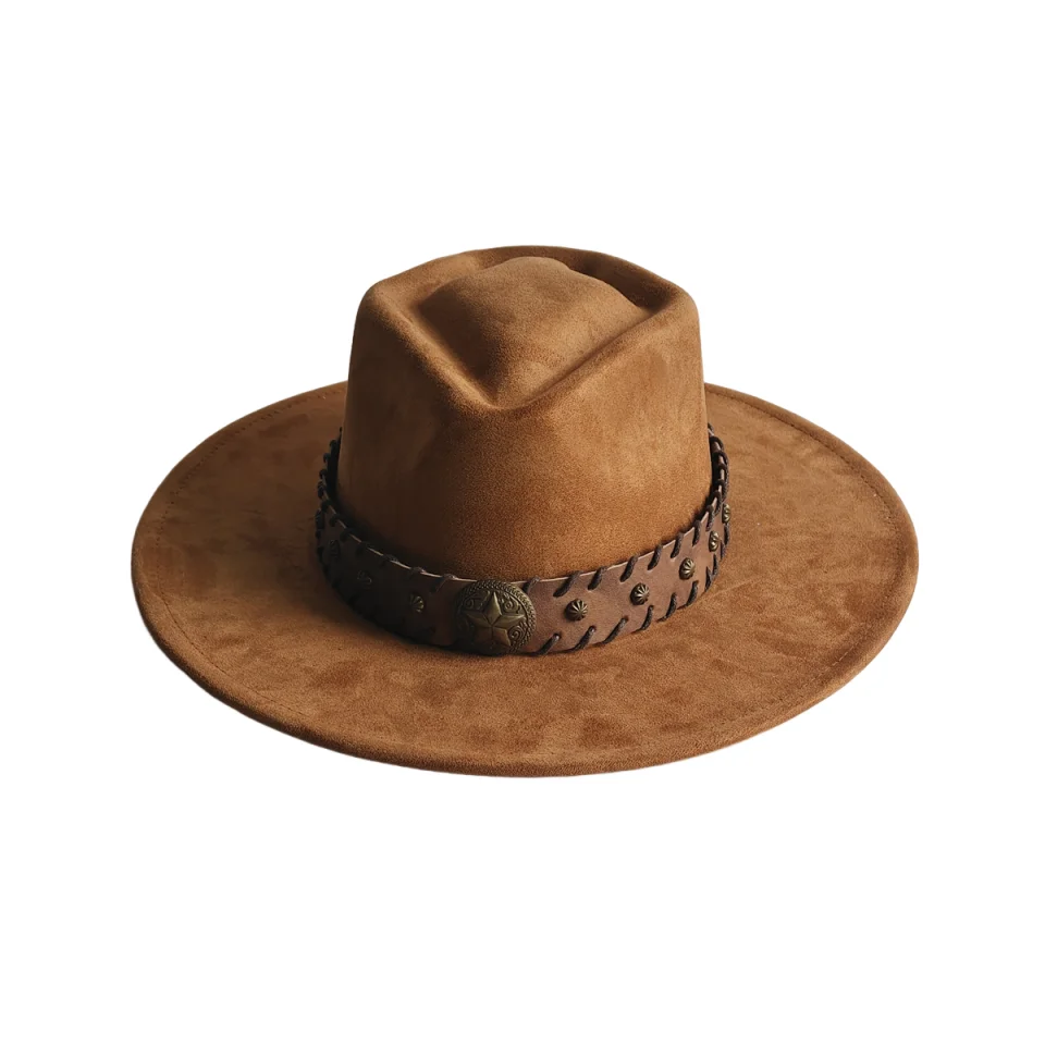 Retro Arrow Top Vegan Suede Hat 9cm Wide Brim Fedora Hat for Women Men Suitable for Pyrography Painting Gifts Party Etc