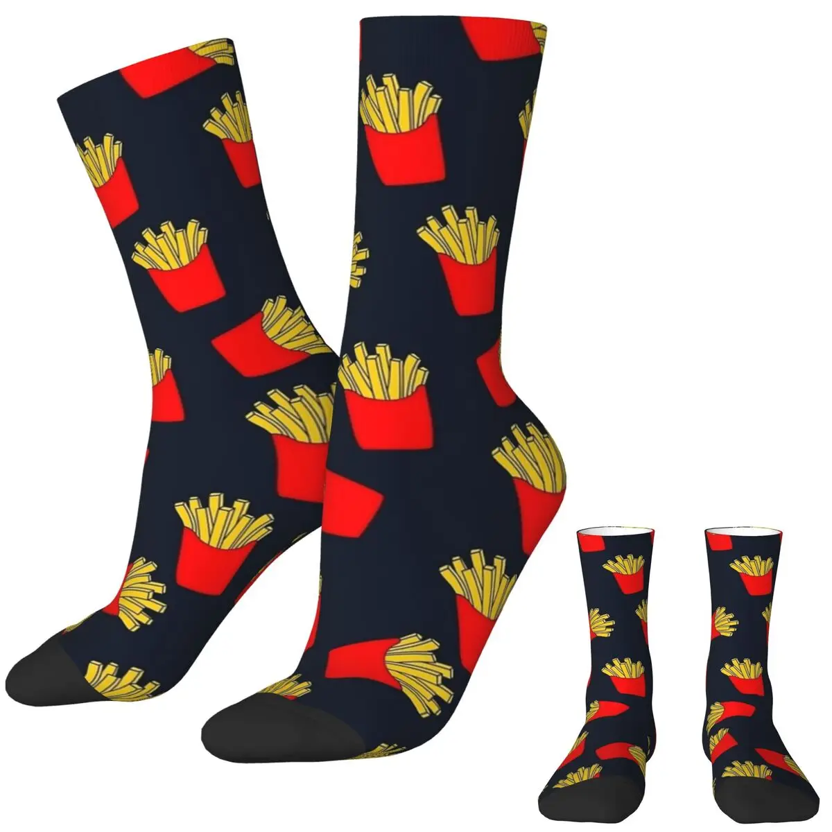 Adults Men Socks French Fries Stockings Autumn Vintage High Quality Socks Design Running Sports Anti Sweat Socks