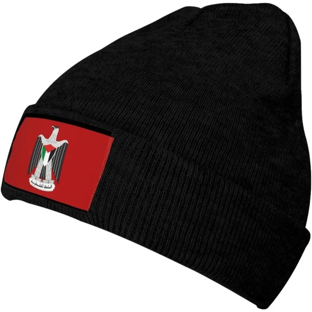 Coat of Arms of The Palestinian National Authority Knitted Hat Knitted Wool Cap - Velvet Patch Section,Soft and Skin-Friendly