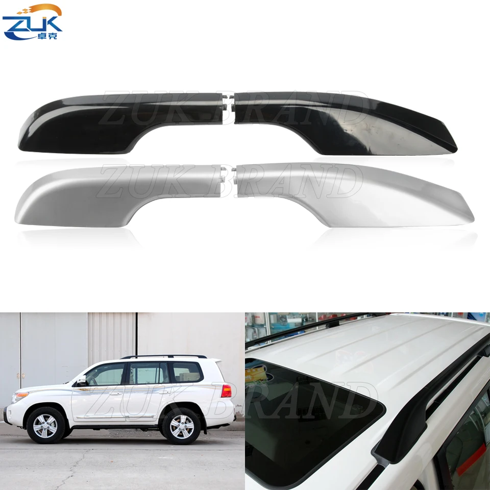 ZUK 4x Black Silver Car Roof Rack Cover Rail End Lid Protection Case For Toyota LAND CRUISER 200 LC200 VDJ200 UZJ200 2002-2020