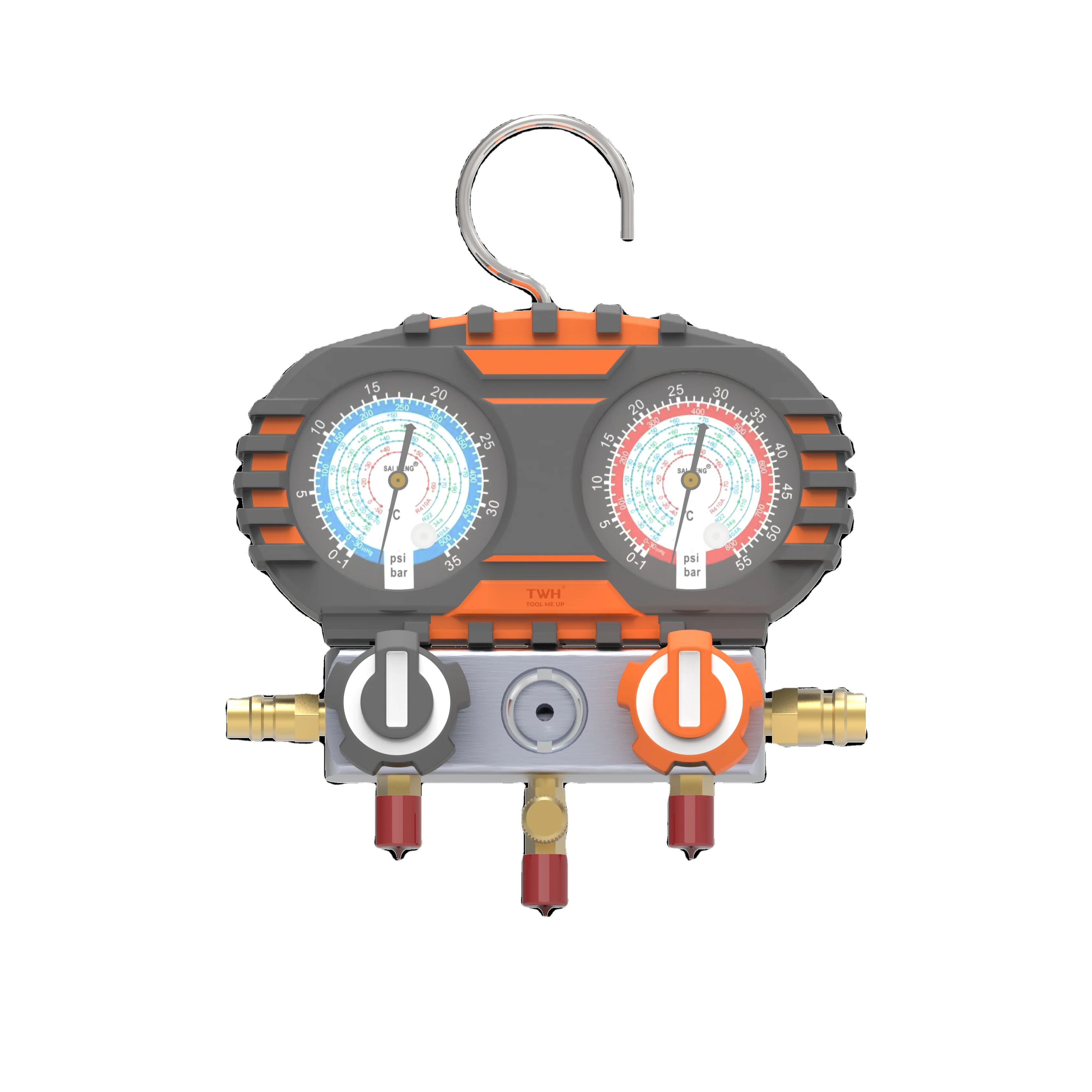 

China R410A R134A R404A R22 Refrigeration Hvac Anti-collision Refrigerent Manifold Pressure Gauge