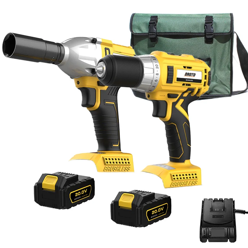 

Power Drills Electric 20V Battery Combo Set 2pcs 4pcs Power Tools Combo Kit Cordless Tool Kits