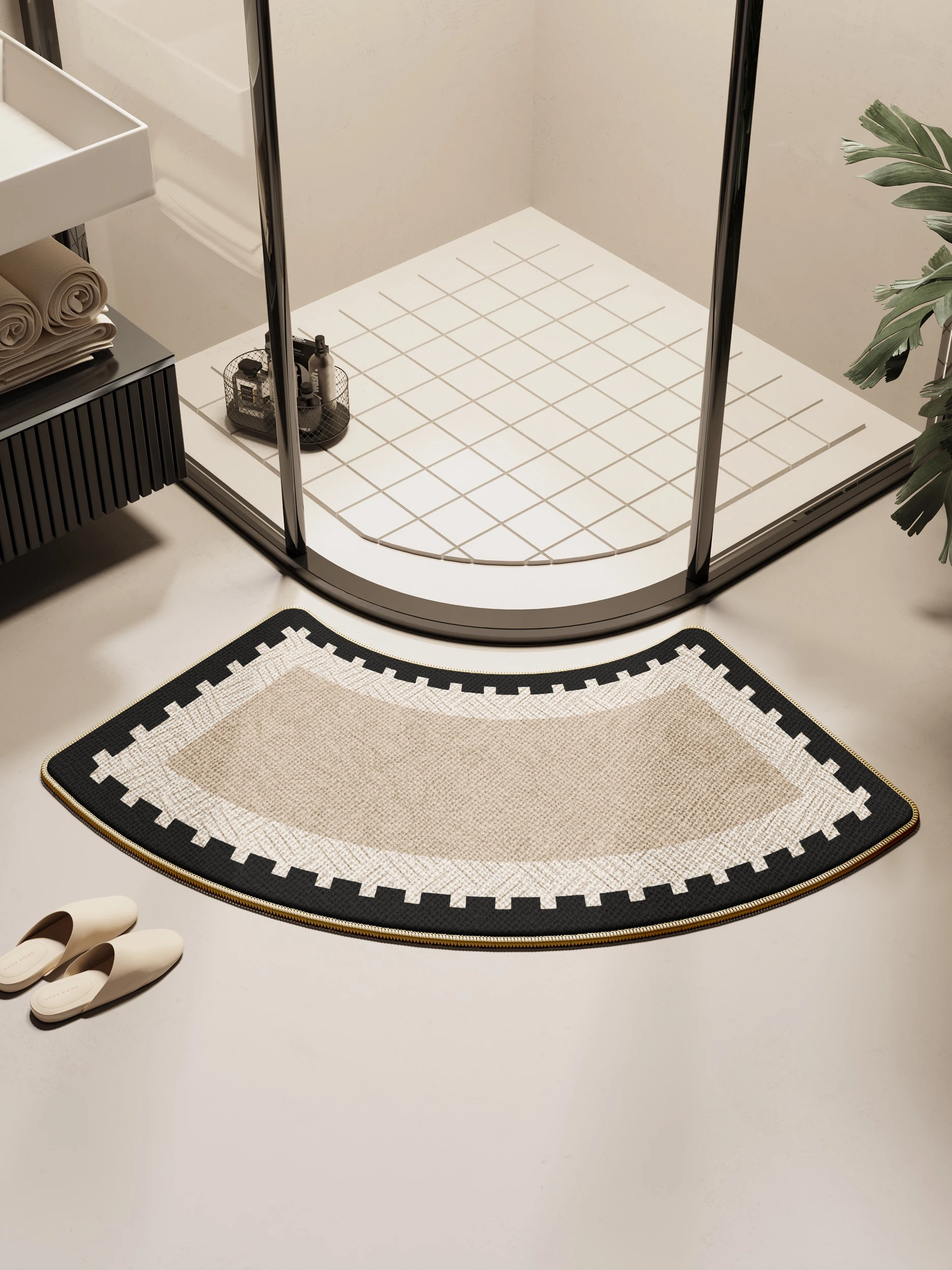 

Bathroom Arc Shaped Mat Anti Slip Absorbent Carpet Shower Room Entrance Bathing Special Rubbing Foot Pad Luxury Style Home Te...