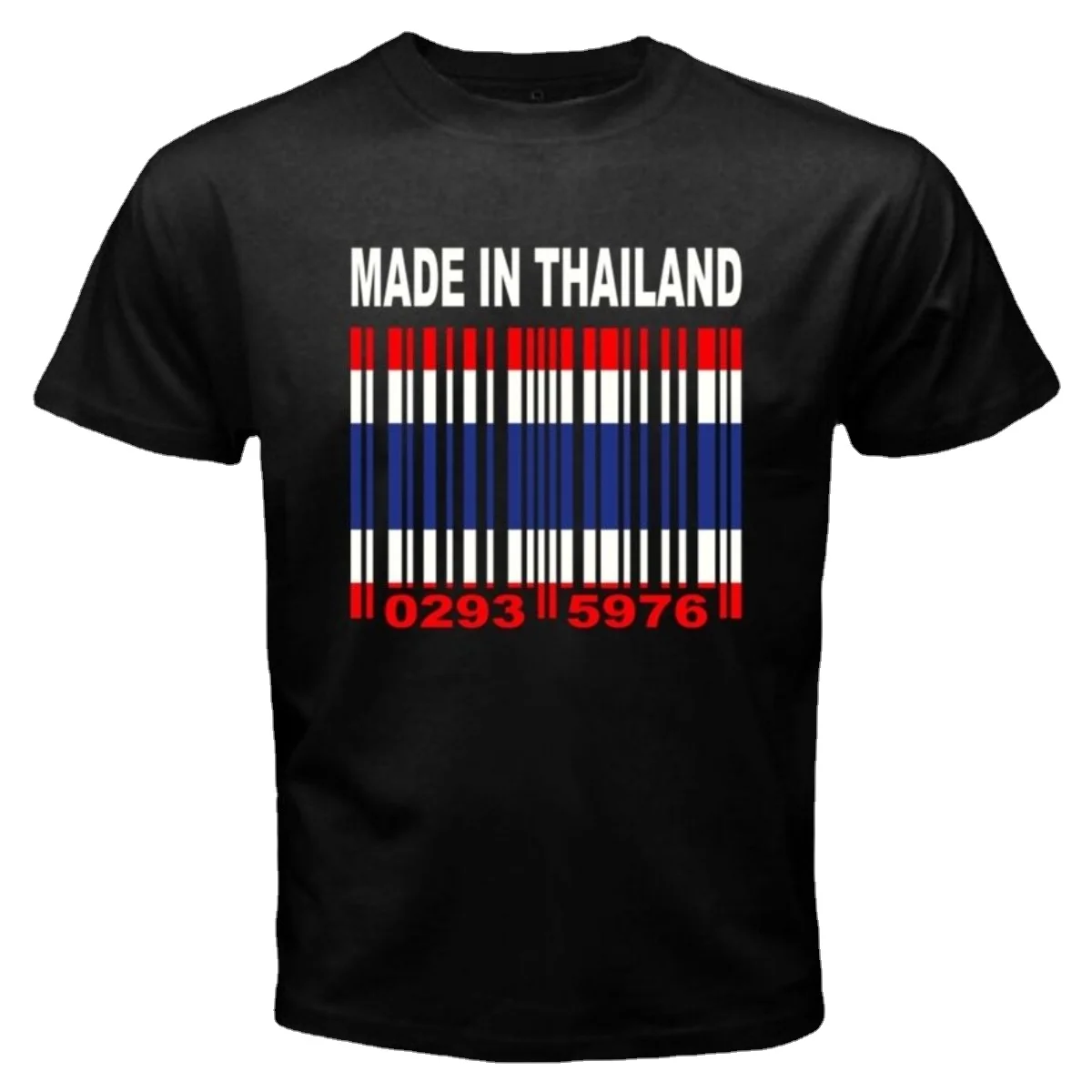 MADE IN THAILAND Thai Bangkok Asian Flag Barcode Numbers T-Shirt. Summer Cotton O-Neck Short Sleeve Mens T Shirt New S-3XL