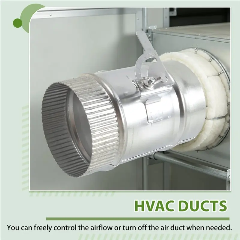 ABUH-4Inch HVAC Duct Manual Volume Damper With Sleeve Galvanized Adjustable Air Flow Duct Hvacair Balance For HVAC,Range Hood Du